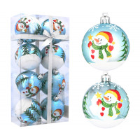 Karácsonyfa dísz szett 8 darab gömb 6 cm Inlea4Fun - Kék/Hóemberes 