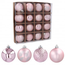 Karácsonyfa dísz szett 16 darab gömb 6 cm Inlea4Fun - Rózsaszín Előnézet