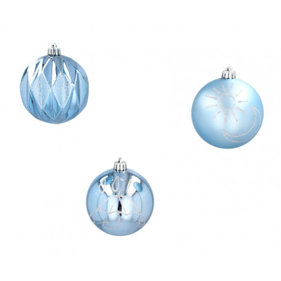 Karácsonyfa dísz szett 9 darab gömb 8 cm Inlea4Fun - Kék