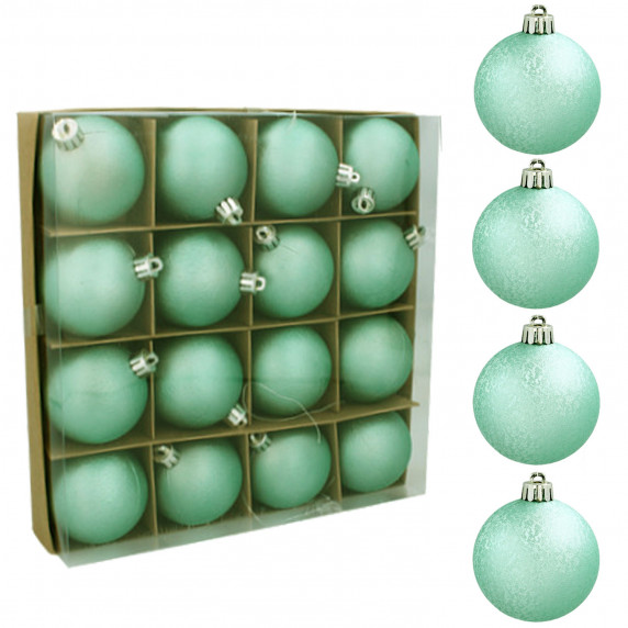 Karácsonyfa dísz szett 16 darab gömb 6 cm Inlea4Fun - Menta zöld