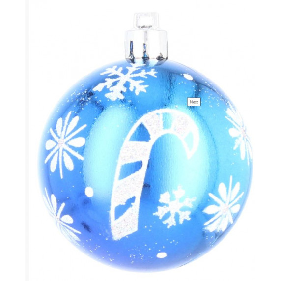 Karácsonyfa dísz szett 8 darab gömb 6 cm Inlea4Fun - Kék/Karácsonyi nyalóka