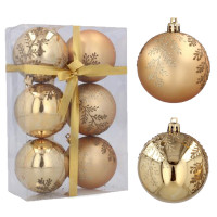 Karácsonyfa dísz szett 6 darab gömb 7 cm Inlea4Fun - Arany/Aranyág 
