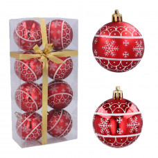 Karácsonyfa dísz szett 8 darab gömb 6 cm Inlea4Fun - Piros/Hópehely Előnézet