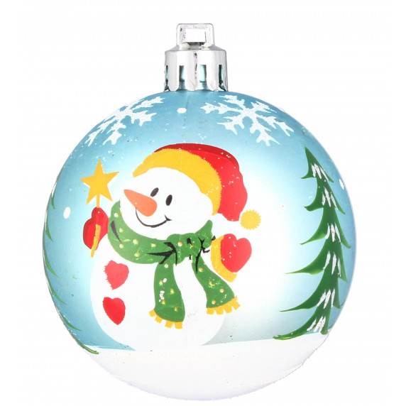 Karácsonyfa dísz szett 8 darab gömb 6 cm Inlea4Fun - Kék/Hóemberes
