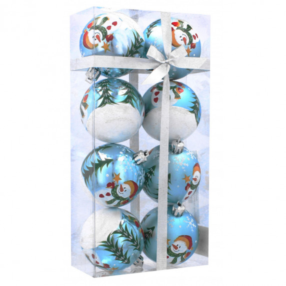 Karácsonyfa dísz szett 8 darab gömb 6 cm Inlea4Fun - Kék/Hóemberes