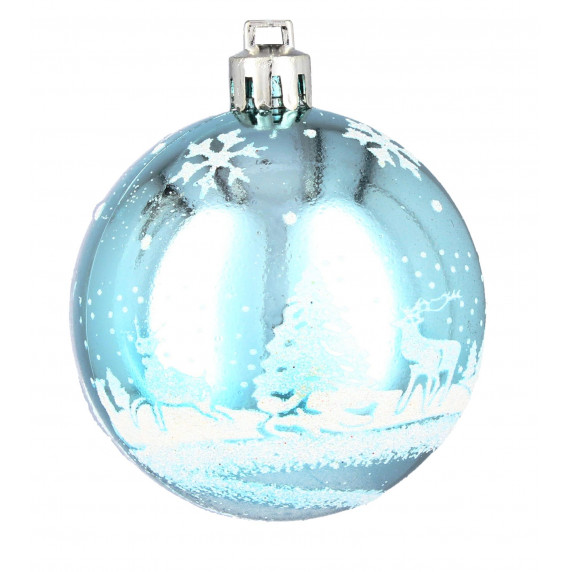 Karácsonyfa dísz szett 8 darab gömb 6 cm Inlea4Fun - Kék/rénszarvas