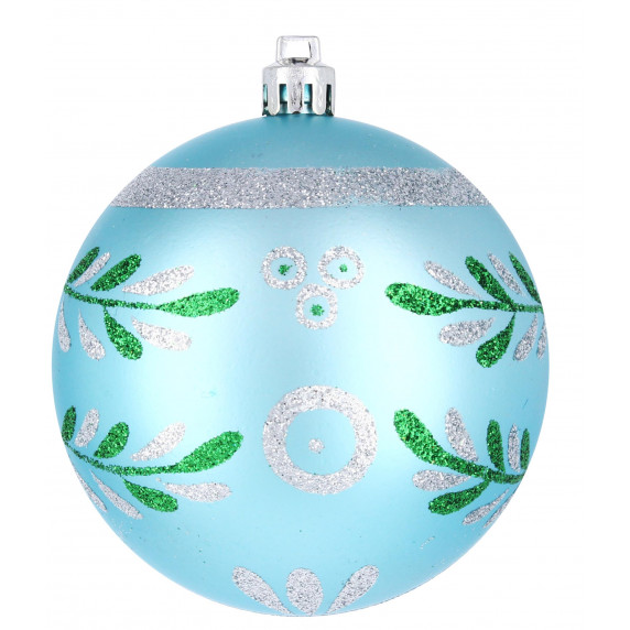 Karácsonyfa dísz szett 6 darab gömb 8 cm Inlea4Fun - Kék/Fenyőág