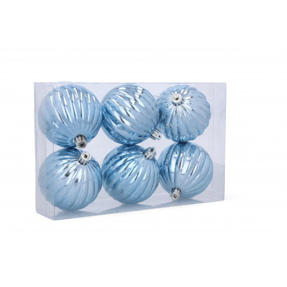 Karácsonyfa dísz szett 6 darab gömb 8 cm Inlea4Fun - Kék