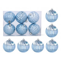 Karácsonyfa dísz szett 6 darab gömb 8 cm Inlea4Fun - Kék 