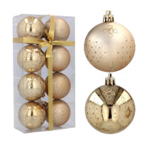 Karácsonyfa dísz szett 8 darab gömb 6 cm Inlea4Fun - Arany/Ovális minta pöttyökkel 
