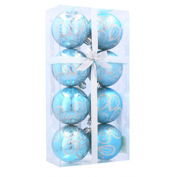 Karácsonyfa dísz szett 8 darab gömb 6 cm Inlea4Fun - Kék/vízcsepp