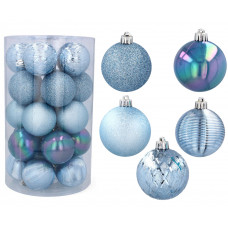 Karácsonyfa dísz szett 25 darab gömb 6 cm Inlea4Fun - Kék Előnézet