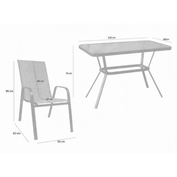 Kerti asztal 4 székekkel GARDEN LINE