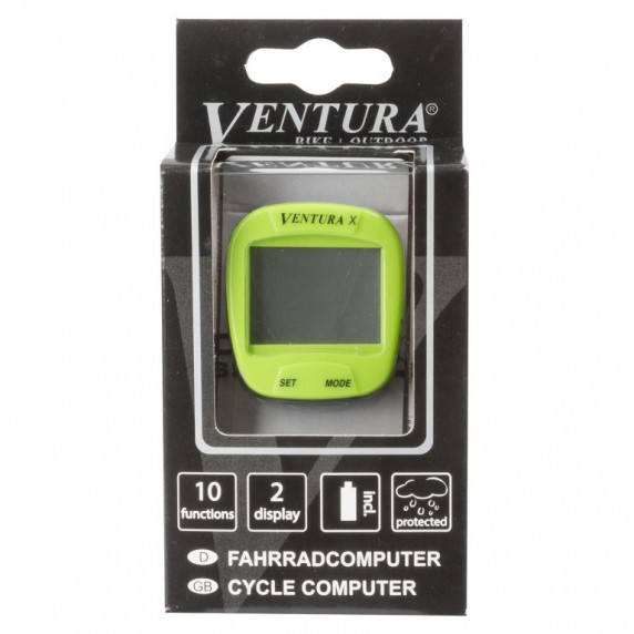 Vezeték nélküli kerékpár computer 10 funkció VENTURA - zöld