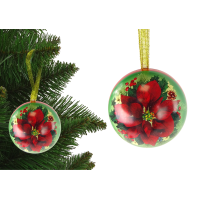 Karácsonyfa dísz gömb 7 cm Inlea4Fun - Mikulás virág 