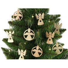 Fa karácsonyfadísz 12 darab  Inlea4Fun - Angyalkák Előnézet
