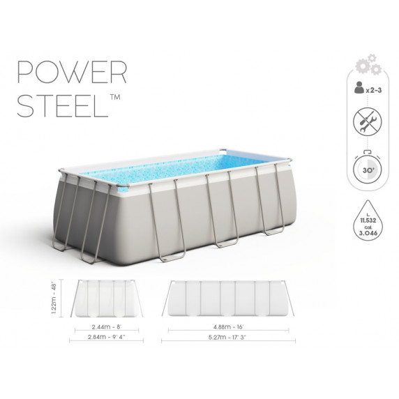Fémvázas medence homokszűrős vízforgatóval Bestway Power Steel 488x244x122 cm