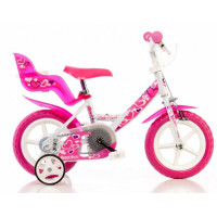 DINO gyerek bicikli 12" - fehér/rózsaszín 