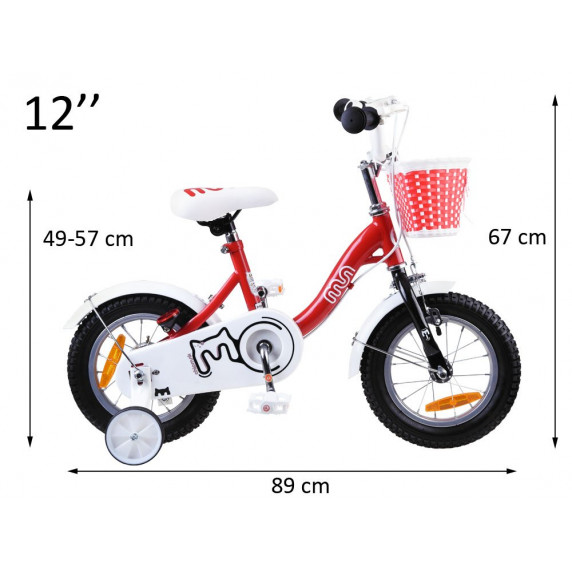Gyerek bicikli ROYALBABY Chipmunk MM 12" CM12-2 + szülőkar - piros