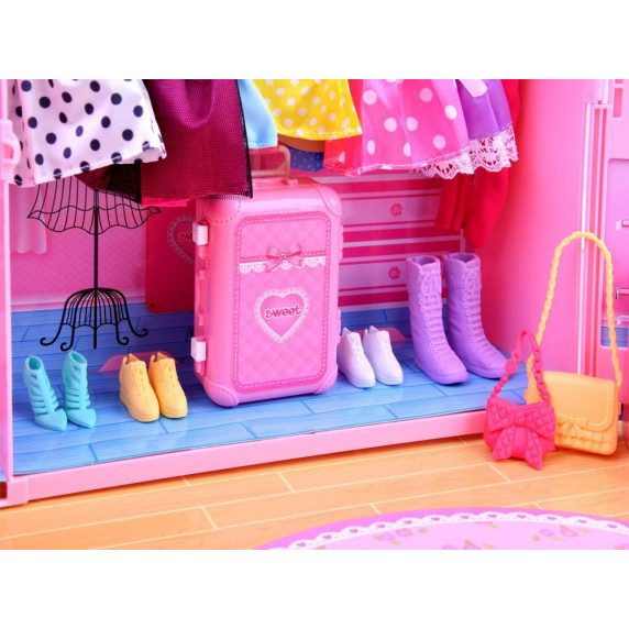 Ruhásszekrény játékbabával és kiegészítőkkel Inlea4Fun ANLILY  - rózsaszín