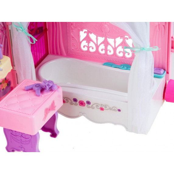 Szétnyitható babaház kerekeken játékbabával Inlea4Fun Anlily DREAM BEDROOM