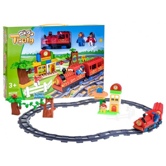 Játék vasút kiegészítőkkel Inlea4Fun TRAIN - piros