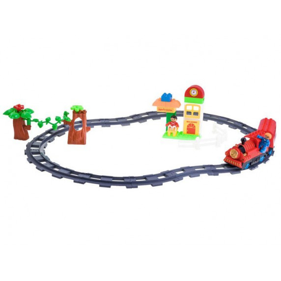Játék vasút kiegészítőkkel Inlea4Fun TRAIN - piros