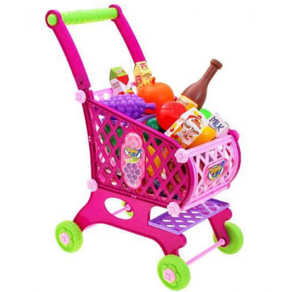 Bevásárlókocsi élelmiszerekkel Inlea4Fun SUPER FUNNY - rózsaszín