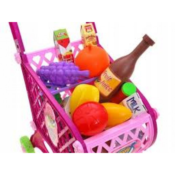Bevásárlókocsi élelmiszerekkel Inlea4Fun SUPER FUNNY - rózsaszín