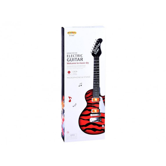 Elektromos játék gitár mikrofonnal Inlea4Fun GUITAR STAR - Fekete/piros