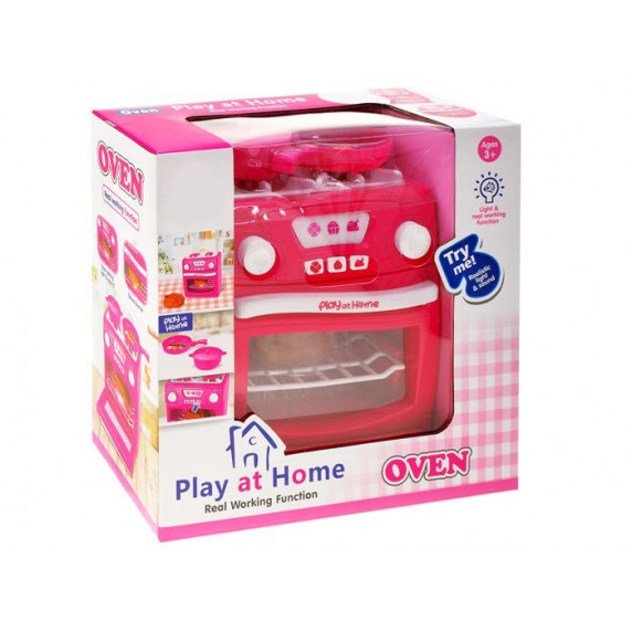 Játék gáztűzhely sütővel Inlea4Fun PLAY AT HOME OVEN - rózsaszín