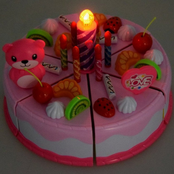 Szeletelhető torta szett 80 kiegészítővel Inlea4Fun SWEET CAKE - rózsaszín