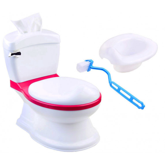 Gyermek WC vízöblítéses hanggal és kivehető bili résszel Inlea4Fun - rózsaszín
