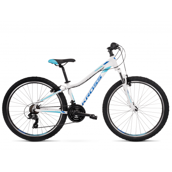 Női hegyi kerékpár KROSS MTB WOMAN LEA 1.0 13" XXS - fényes fehér / kék