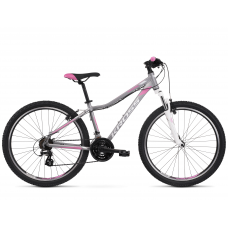Női hegyi kerékpár KROSS MTB WOMAN LEA 2.0 17" DS 2022 - matt ezüst / fehér / rózsaszín Előnézet