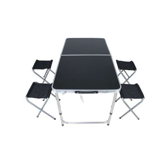 Összecsukható kempingasztal székekkel Linder Exkluzív kemping MC330889 - Fekete