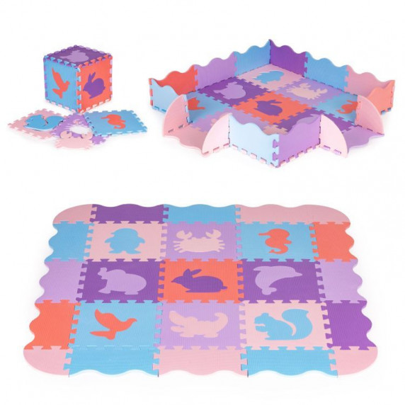 Habszivacs szőnyeg puzzle 25 darabos iPLAY - Lila/rózsaszín
