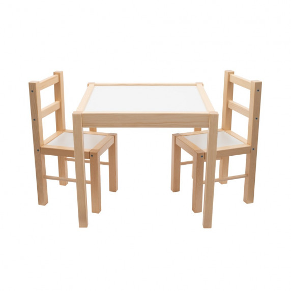 Gyerek fa asztal székekkel New Baby PRIMA - Természetes