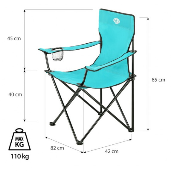 Összecsukható kemping szék, horgásszék NILS Camp NC3044 - Türkiz