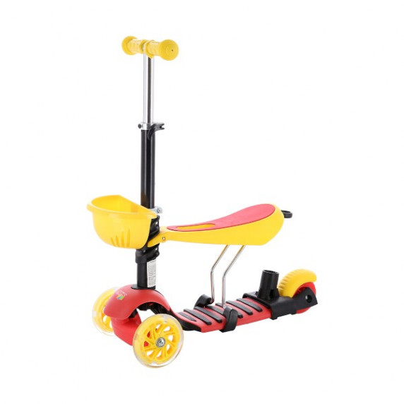 Roller, lábbal hajtós gyerekjármű tolókarral NILS Fun HLB07 - Sárga/piros