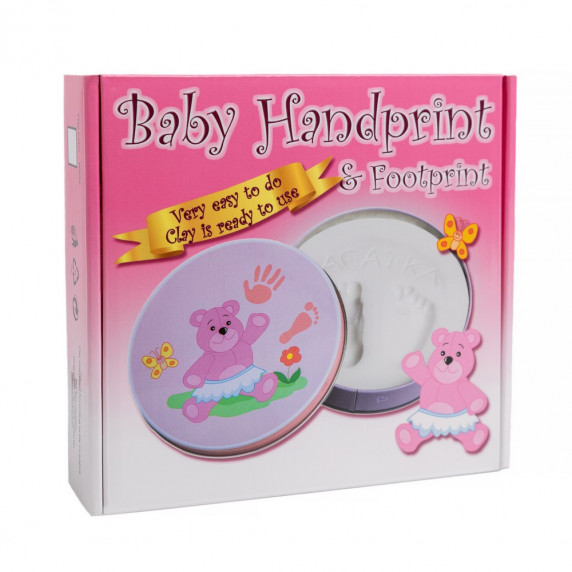 Kéz és láblenyomat készítő készlet Baby HandPrint - rózsaszín