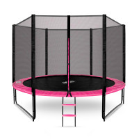 Trambulin külső védőhálóval 305 cm + létra AGA SPORT PRO MRP1010PINK - Rózsaszín 