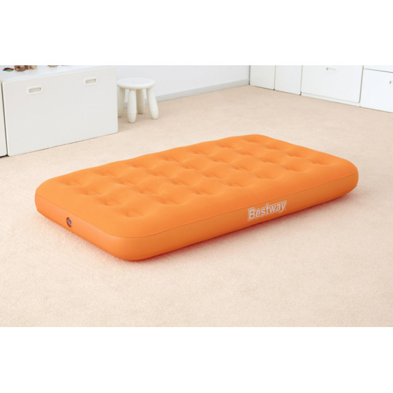 Felfújható velúr matrac kézi pumpával BESTWAY 158 x 89 x 18 cm - narancssárga