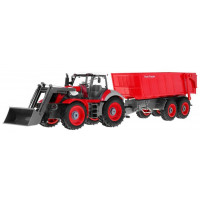 Távirányítós RC traktor pótkocsival 1:28 Inlea4Fun - Piros/piros 