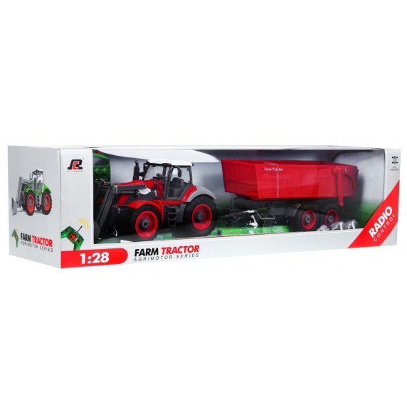 Távirányítós RC traktor pótkocsival 1:28 Inlea4Fun - Piros/piros
