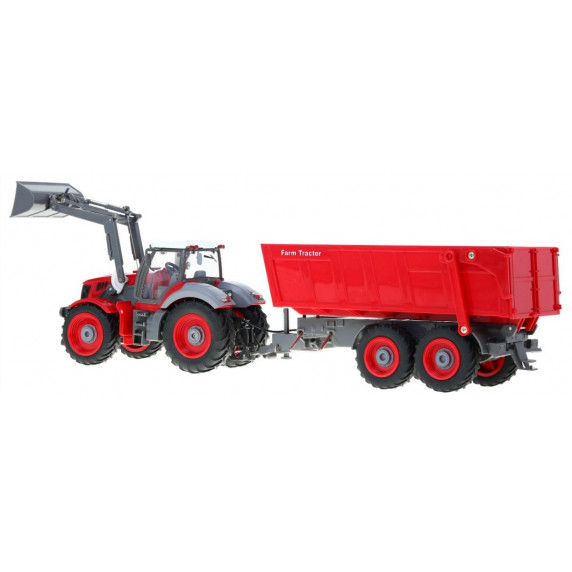 Távirányítós RC traktor pótkocsival 1:28 Inlea4Fun - Piros/piros