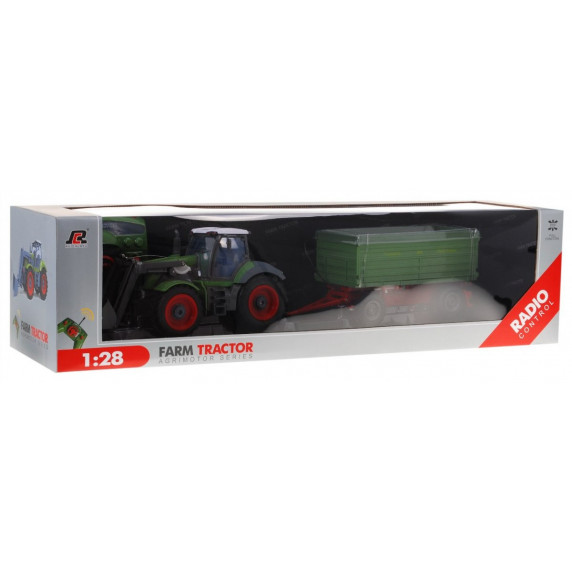 Távirányítós RC traktor pótkocsival 1:28 Inlea4Fun - Zöld/zöld