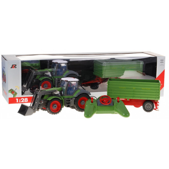 Távirányítós RC traktor pótkocsival 1:28 Inlea4Fun - Zöld/zöld