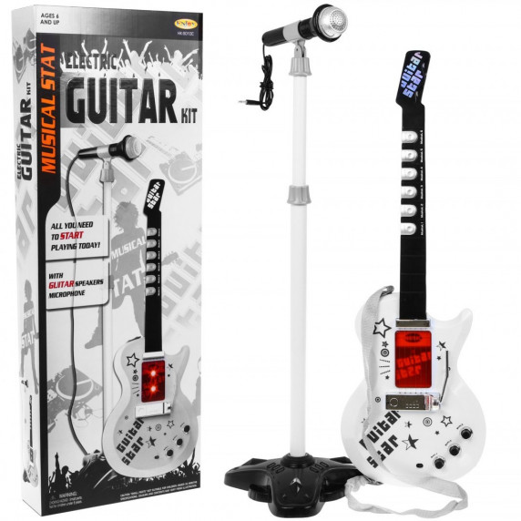Elektromos játék gitár mikrofonnal Inlea4Fun GUITAR STAR - fehér