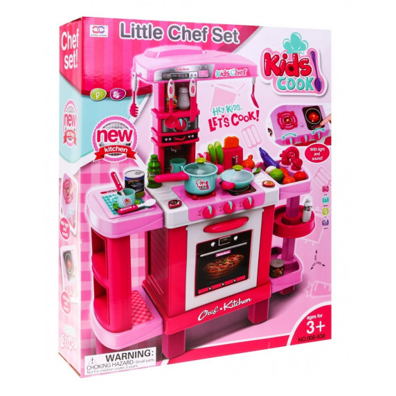 Játékkonyha hang- és fényeffektekkel kiegészítőkkel Inlea4Fun KIDS COOK - rózsaszín